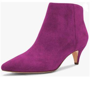 XYD Deep Purple Kitten Heel Ankle Boots Pointed Toe Side Zipper Prom Party Booti